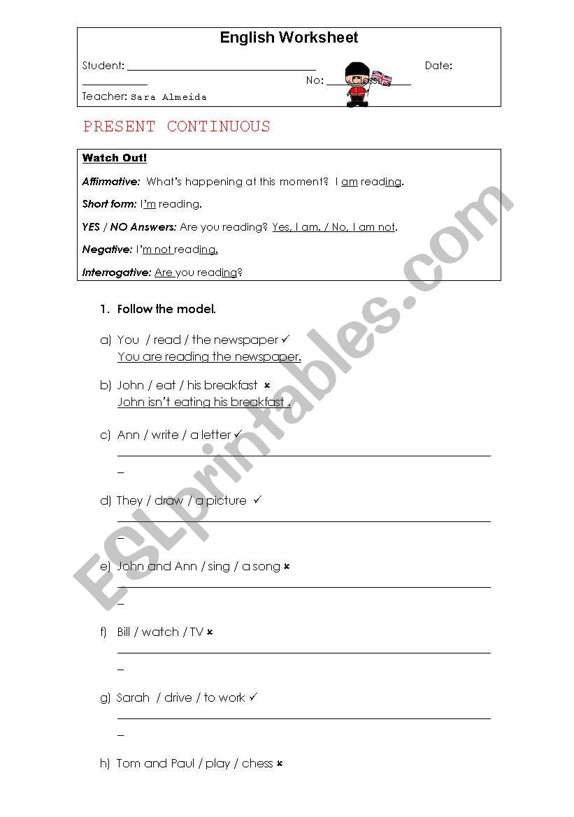 present continuous worksheet worksheet