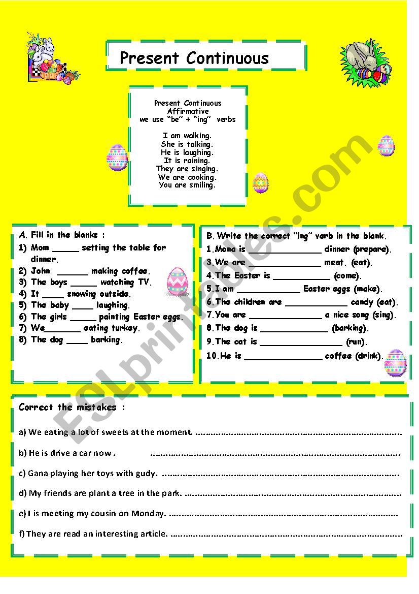 present continuous - ESL worksheet by nohahassan