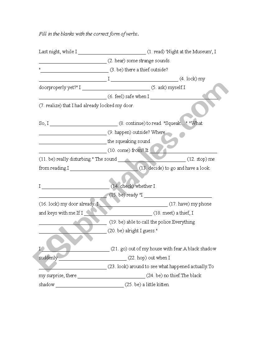 Mix tenses exercise in paragraph form