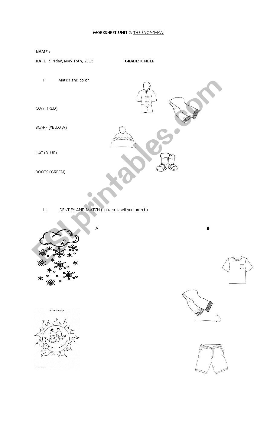 Clothes and weather worksheet