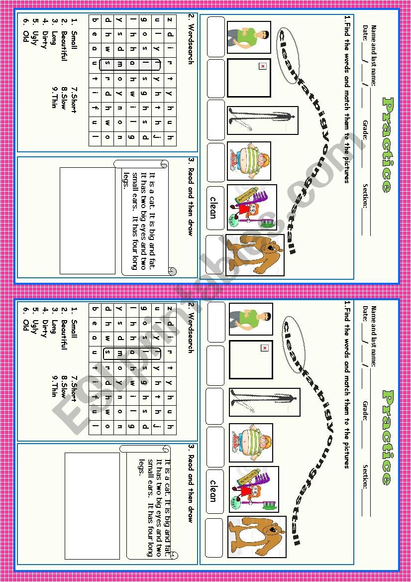 CALIFICATIVE ADJECTIVES worksheet