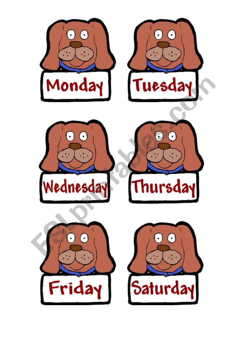 Days of the week dogs. worksheet