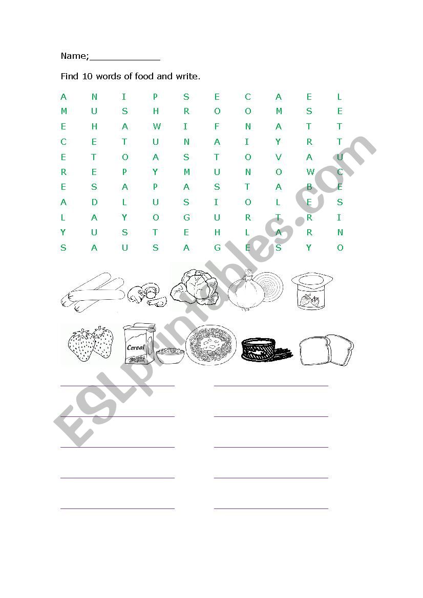 wordsearch worksheet