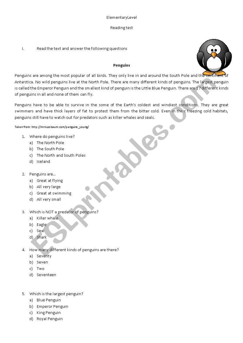 Elementary activity worksheet