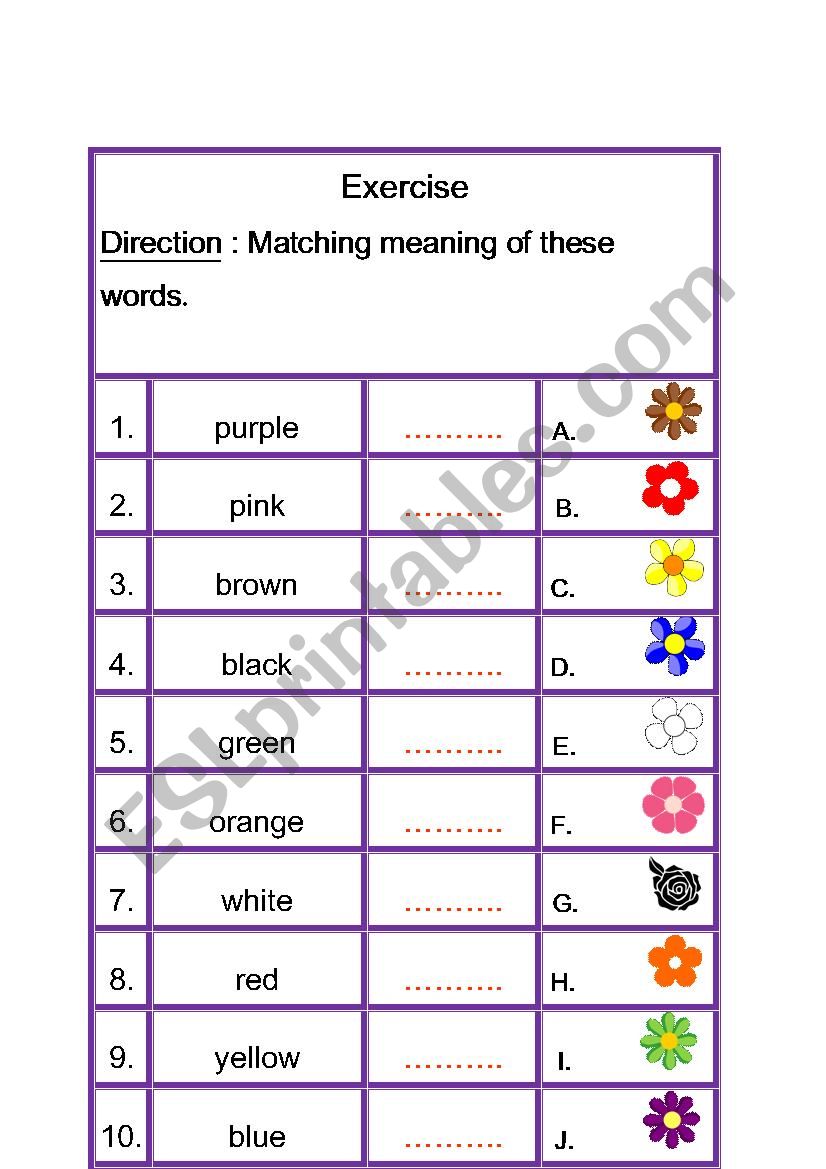 colors worksheet