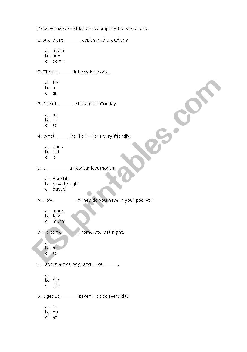 Test worksheet