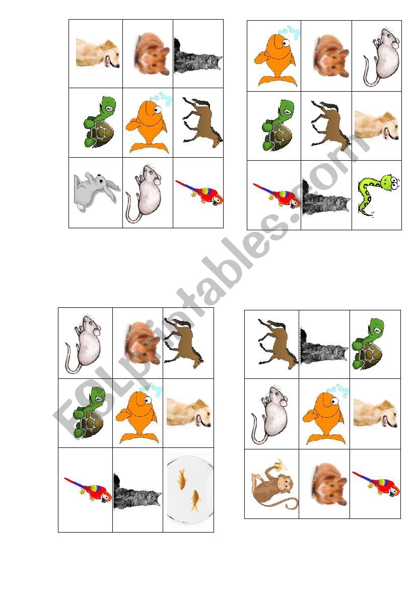 Bingo Pets worksheet