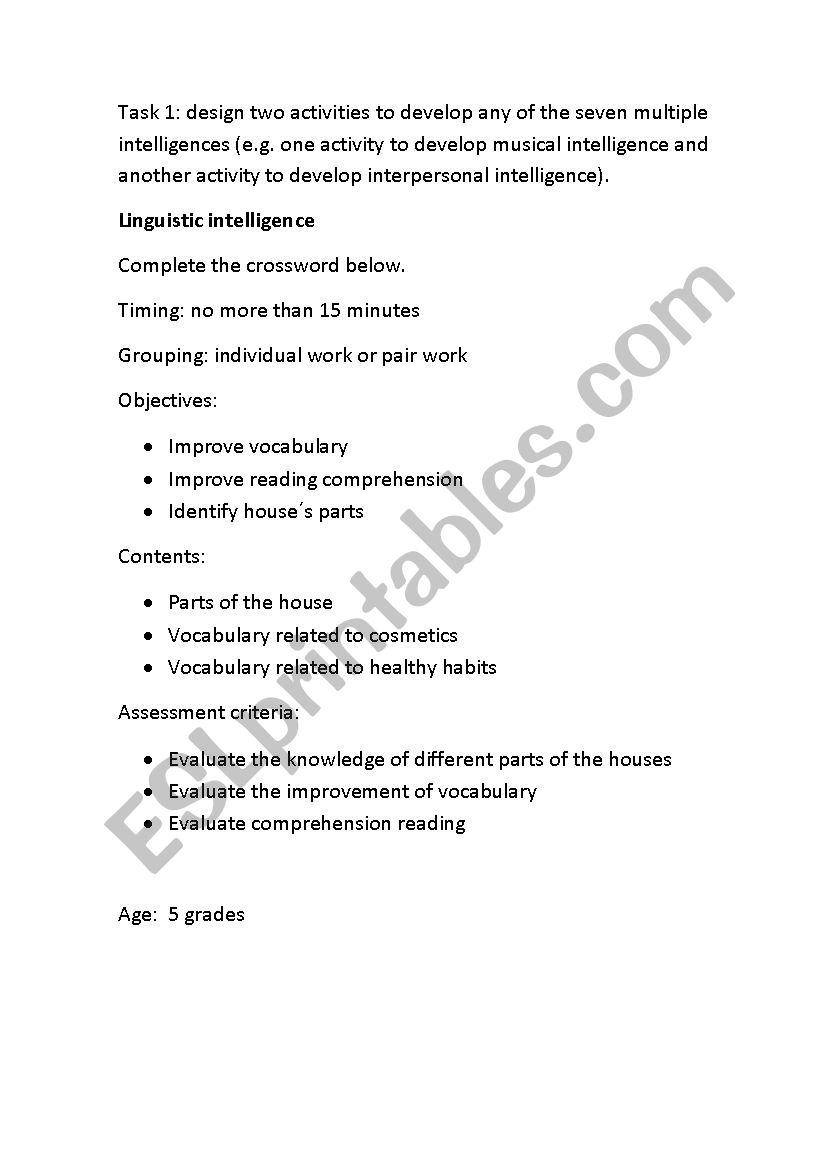 Resources worksheet