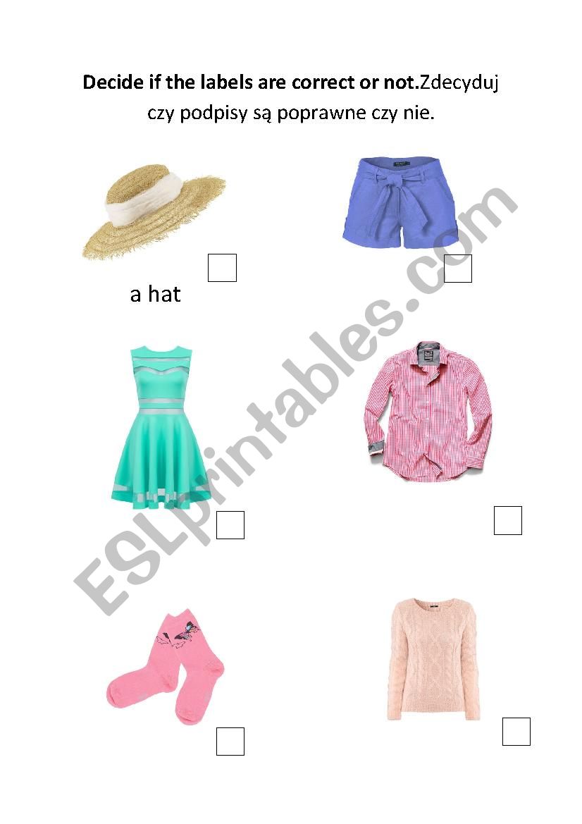 Names of clothes worksheet
