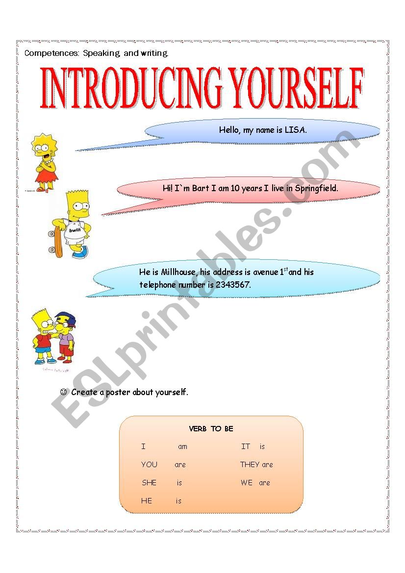 INTRODUCING YOURSELF  worksheet