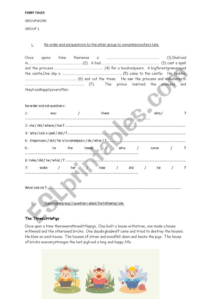 groupwork fairy tales worksheet