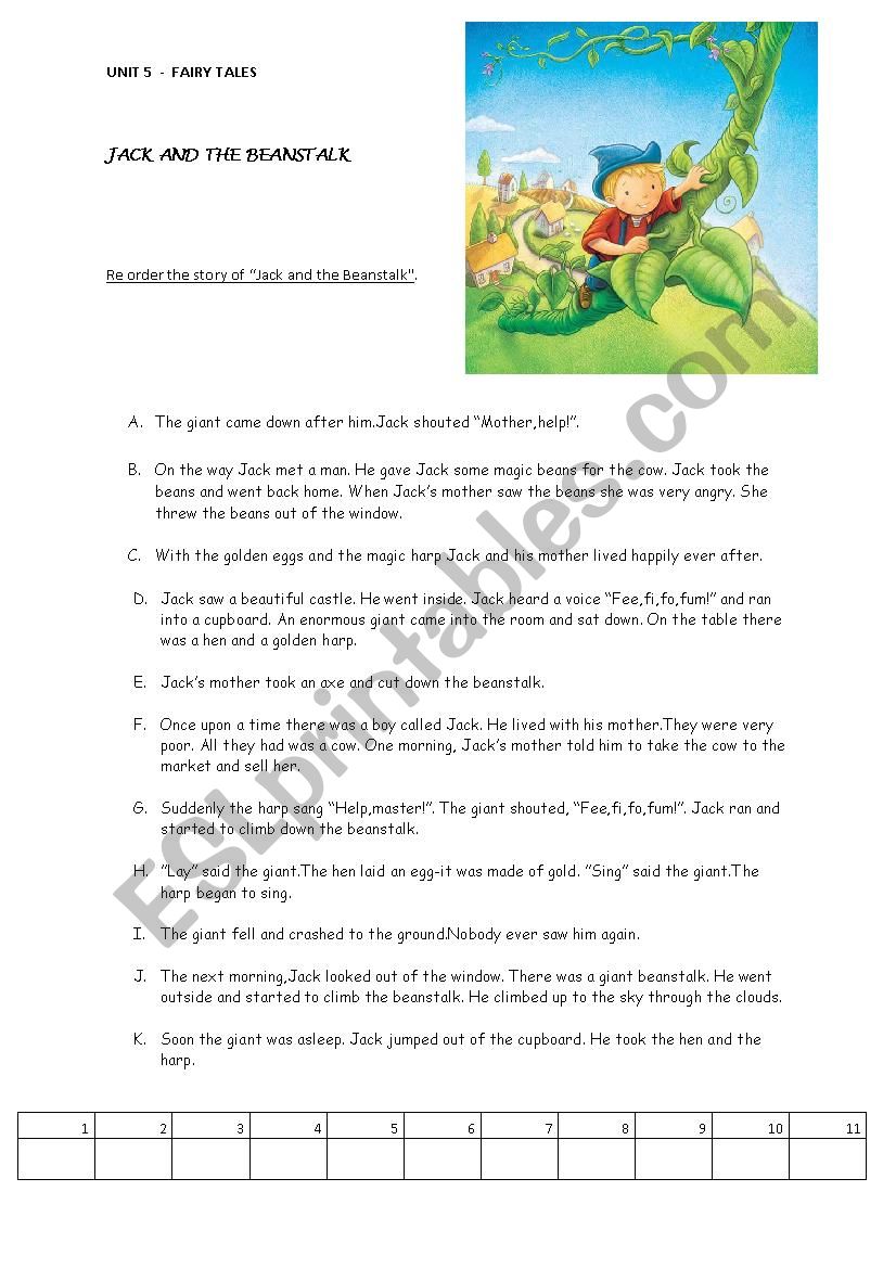 Jack and the Beanstalk worksheet