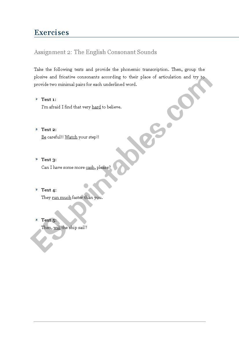 Consonant sounds worksheet