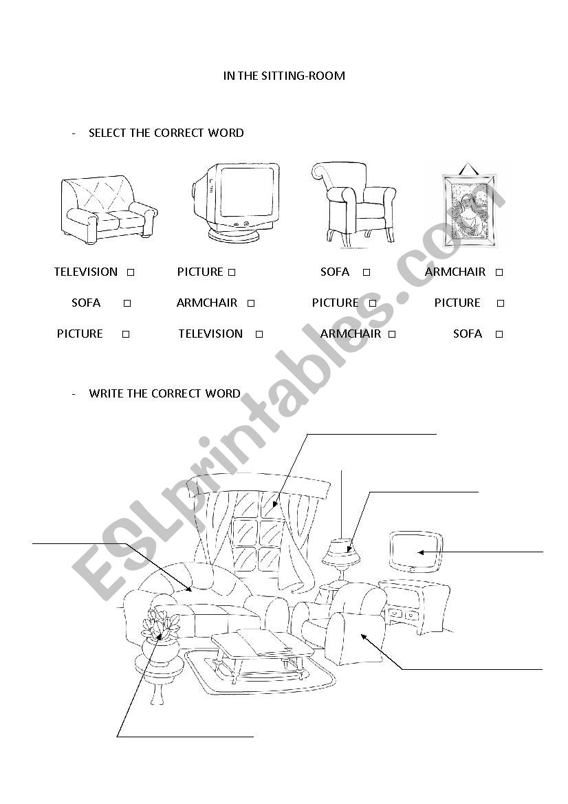 IN THE SITTING ROOM worksheet