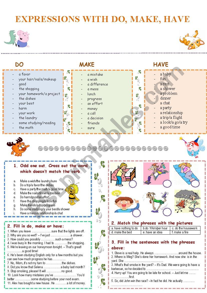 Expressions with do, make and have