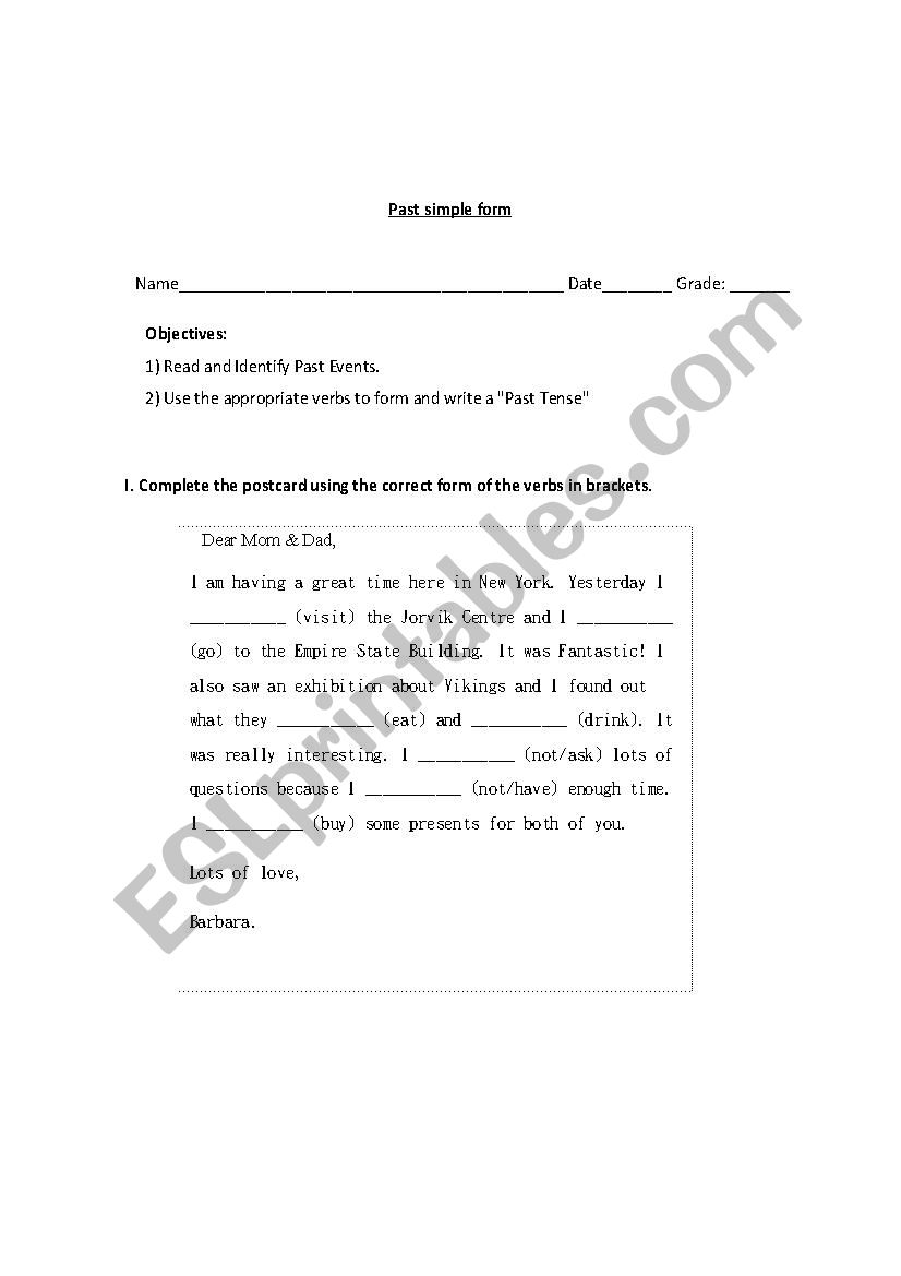 Past Simple  worksheet