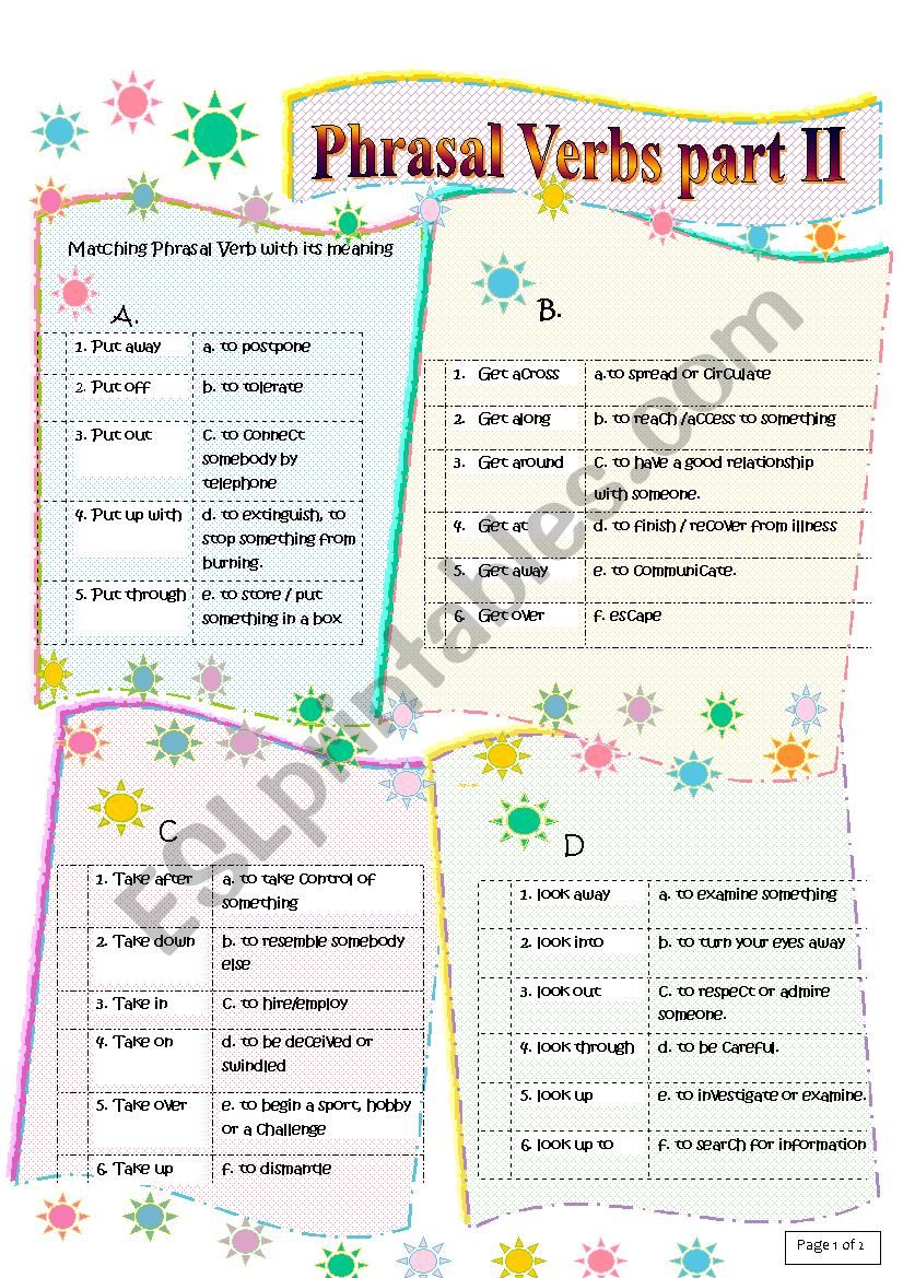 Phrasal Verbs II worksheet