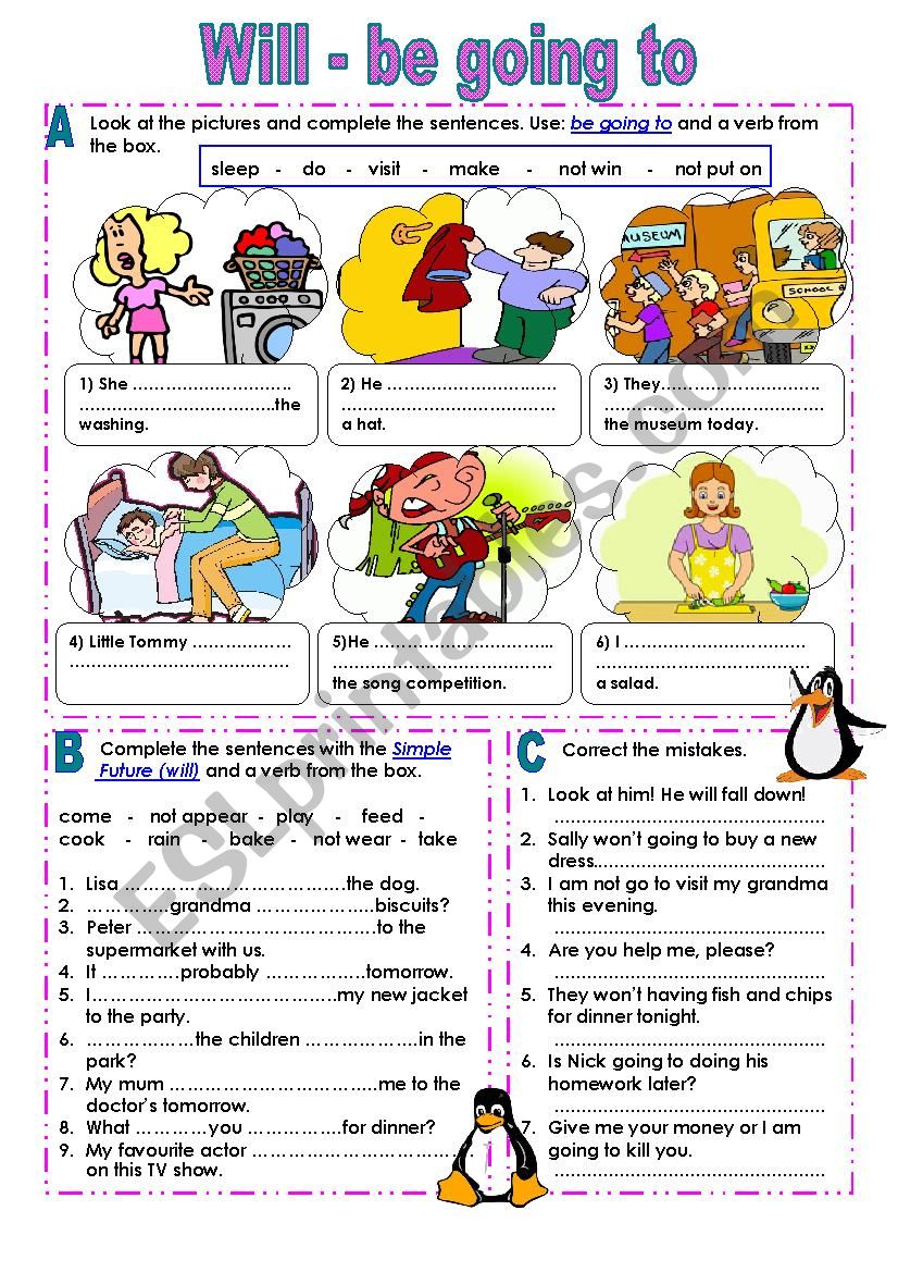 Will - Be going to  REVIEW worksheet