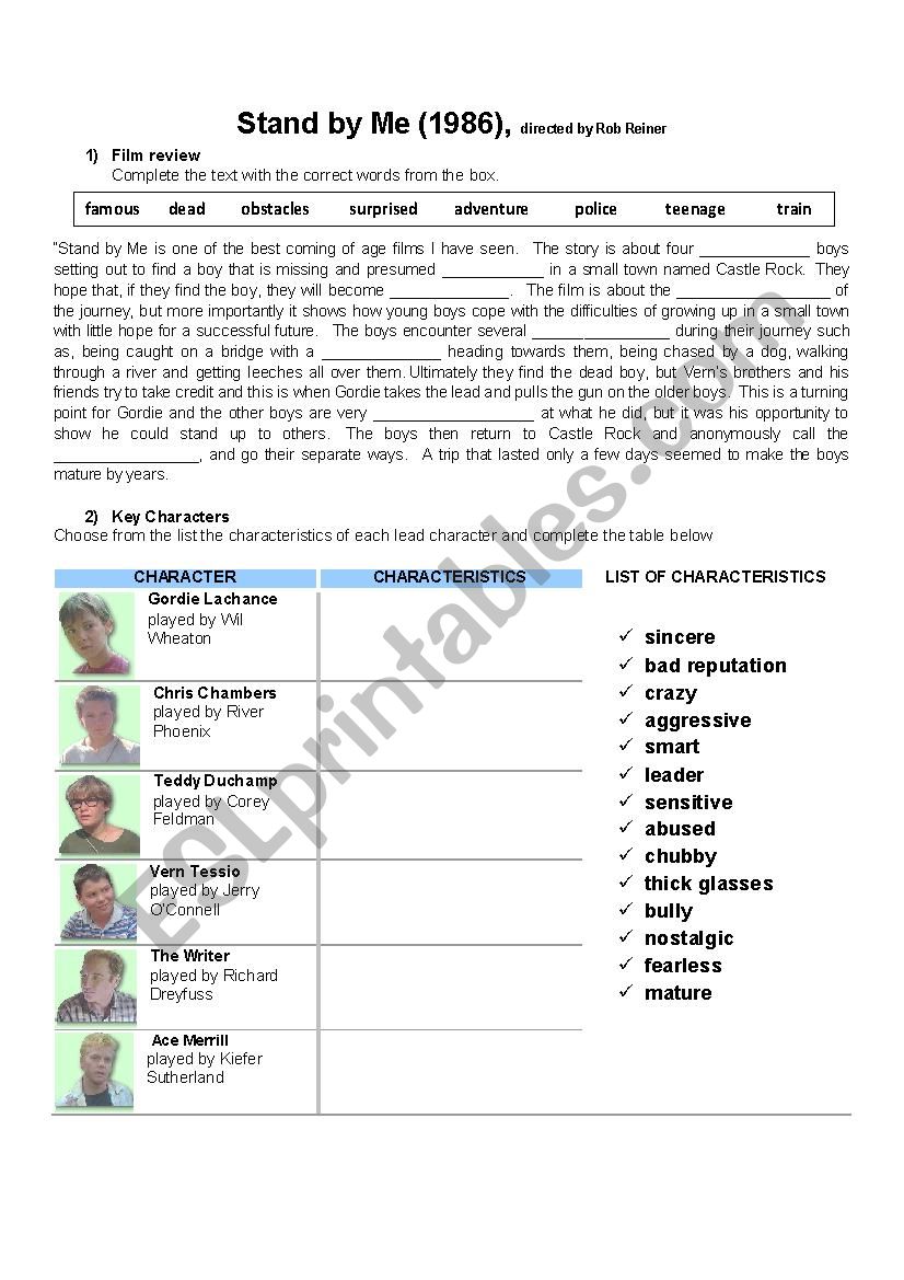 Stand by Me - film and song worksheet