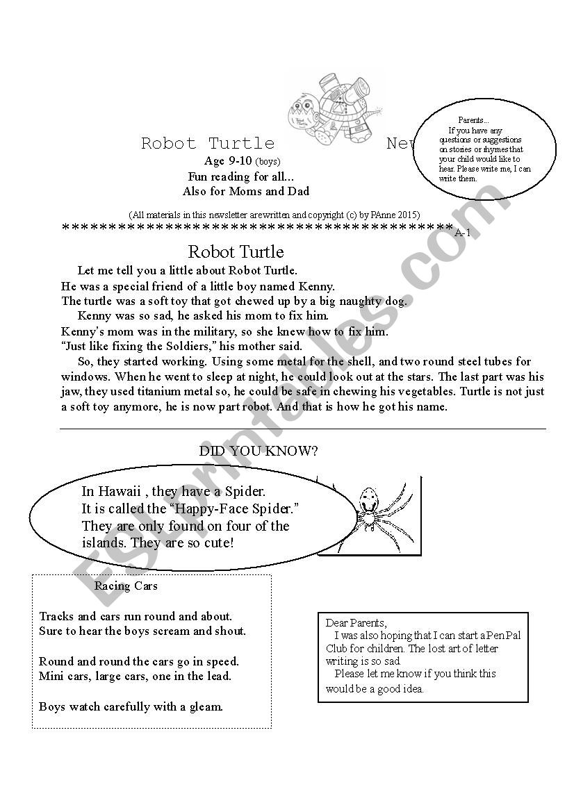 Newsletter worksheet
