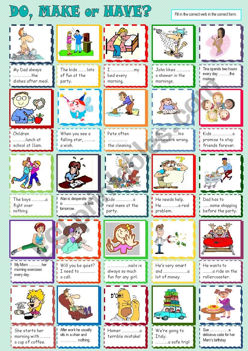 Expressions with do, make and have