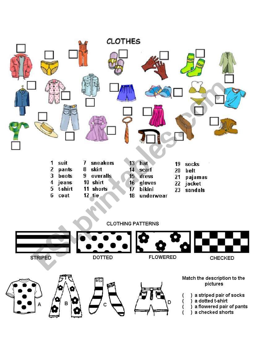 Clothes worksheet