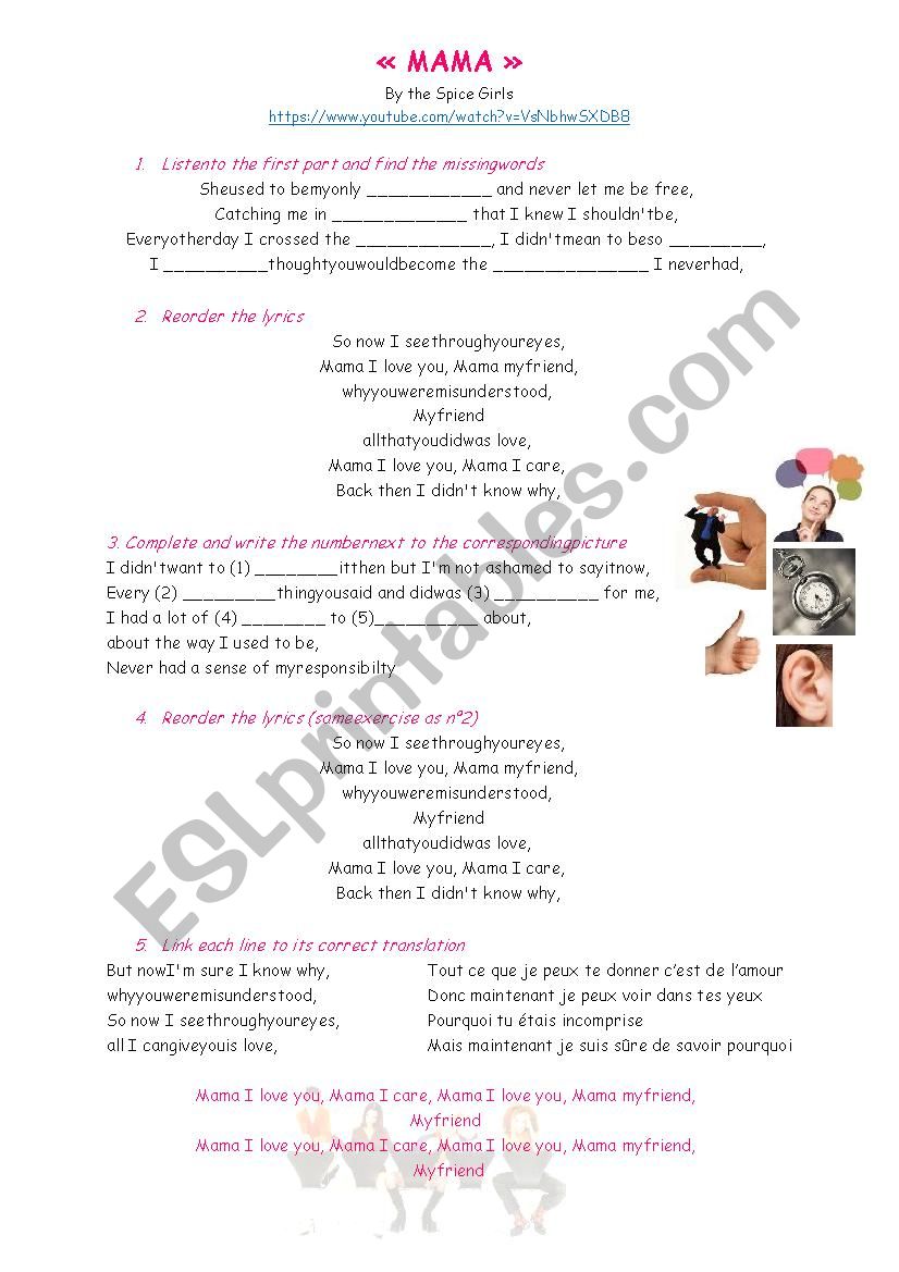 MAMA - Spice Girls worksheet