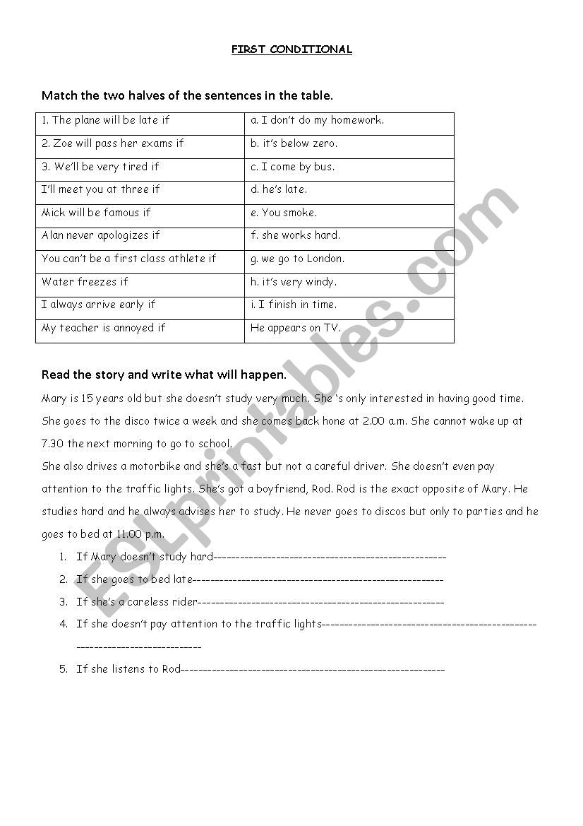 First Conditional worksheet