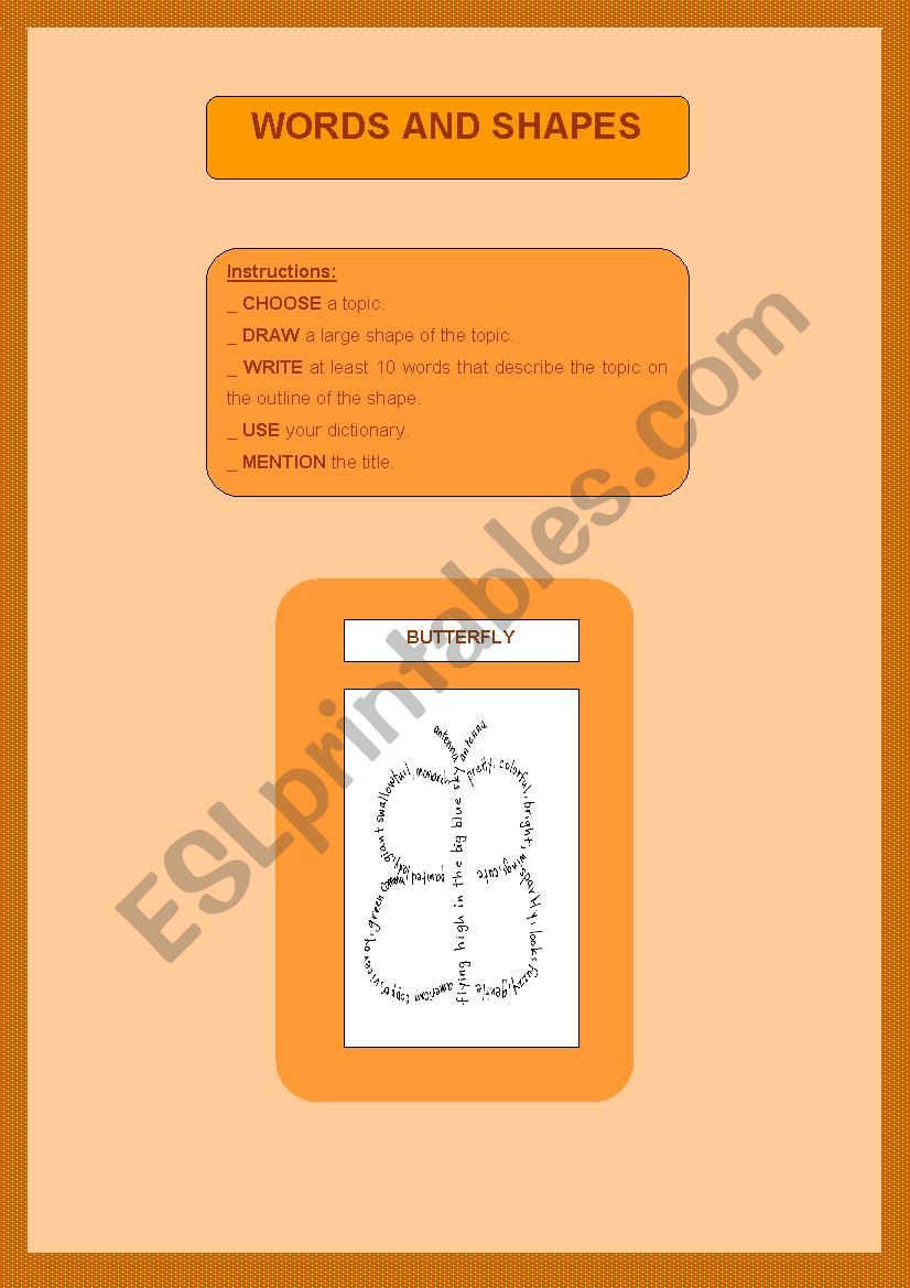 Words and shapes  worksheet