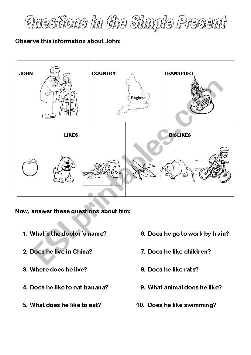 QUESTIONS WITH DOES worksheet