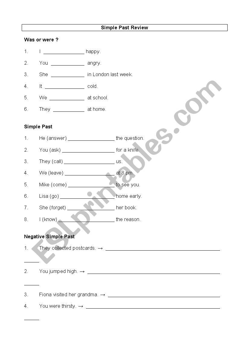 Past Simple Review worksheet