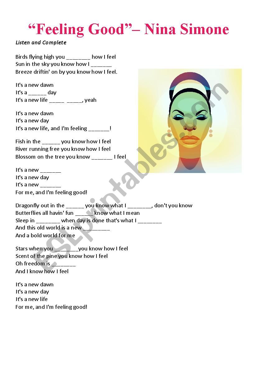 Nina Simone - Feeling Good worksheet