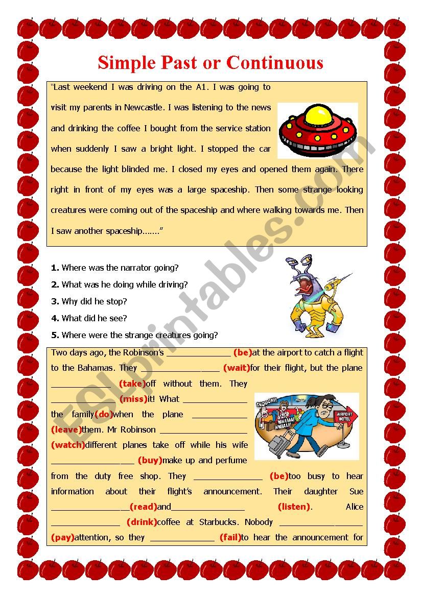 Simple Past or Continuous 1 worksheet