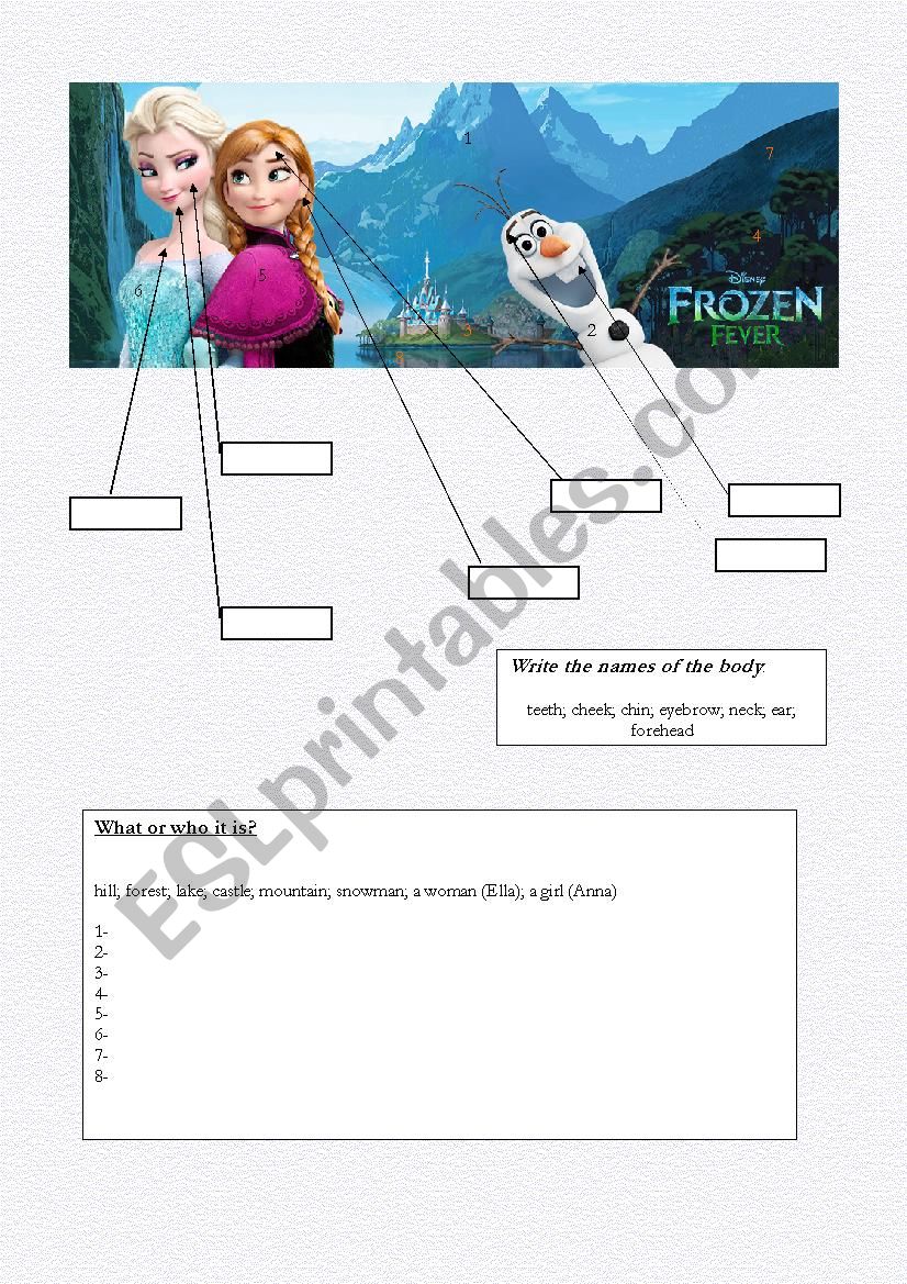 Vocabulary work inspired by Frozen 