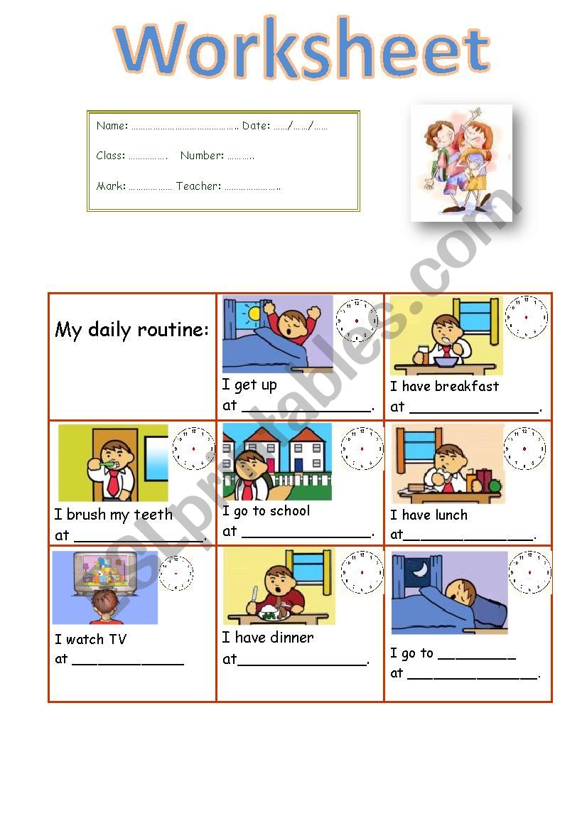 daily routine worksheet