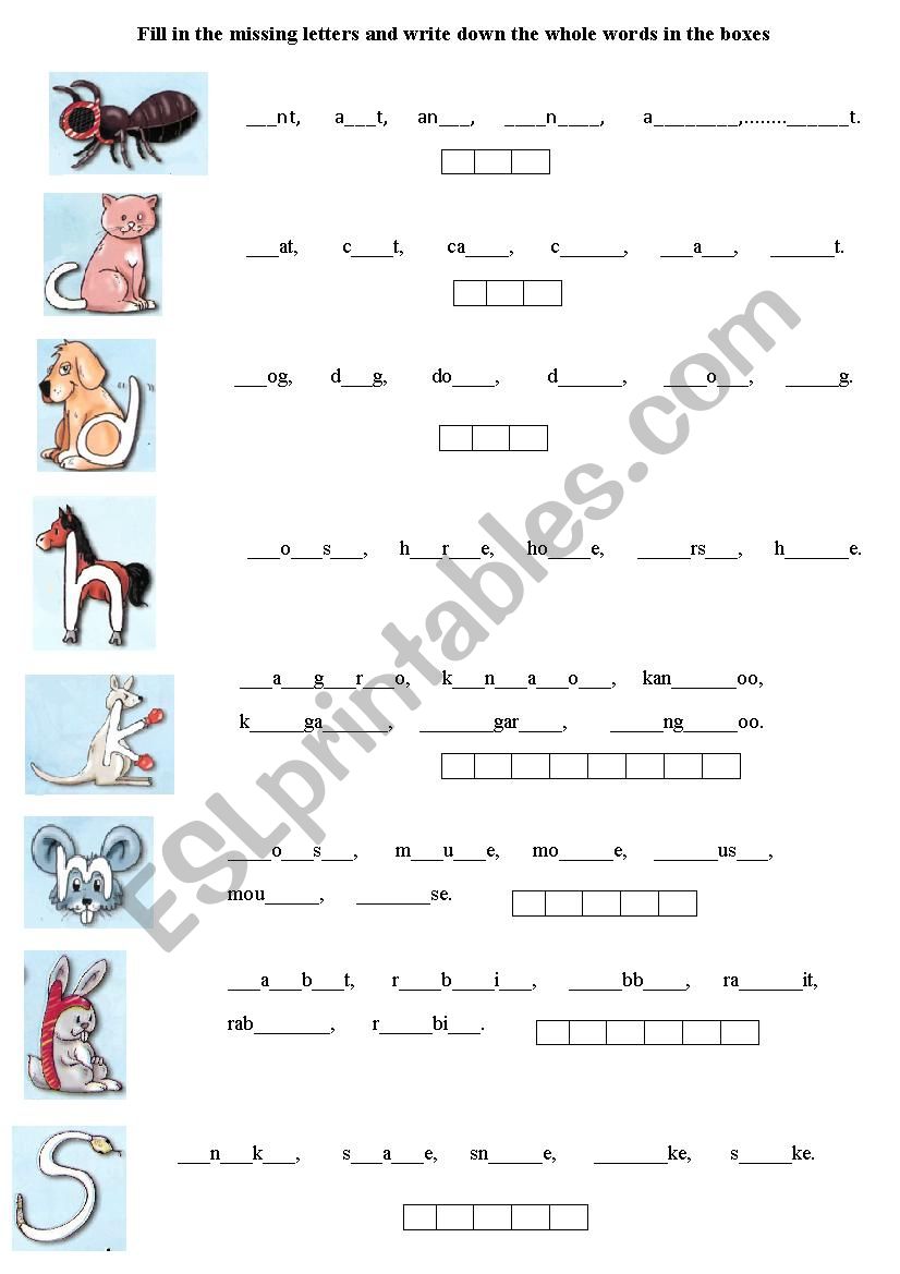 Alphabet words worksheet