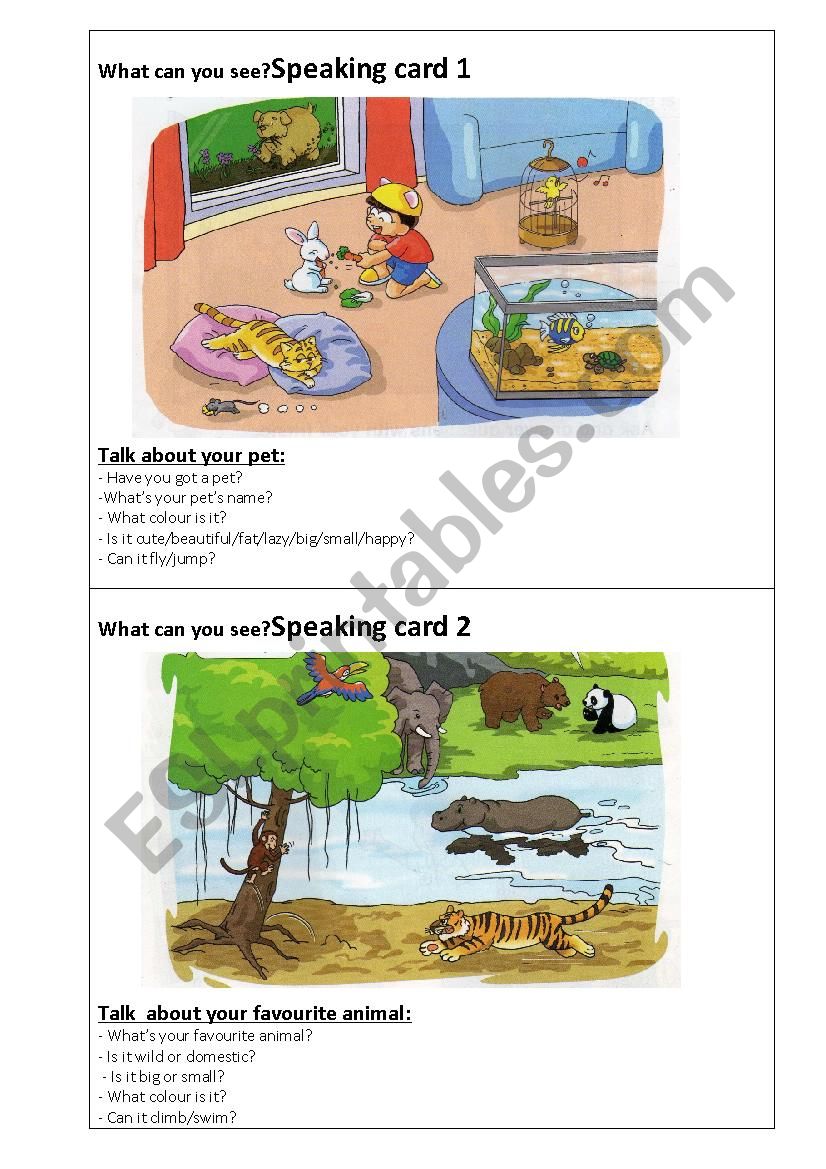 Speaking cards - Pets and wild animals