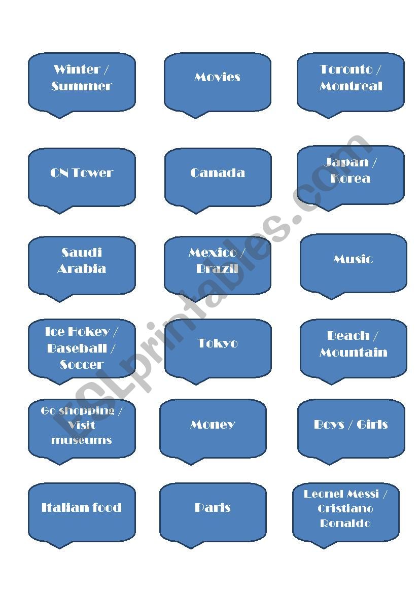 Comparative superlative speaking cards