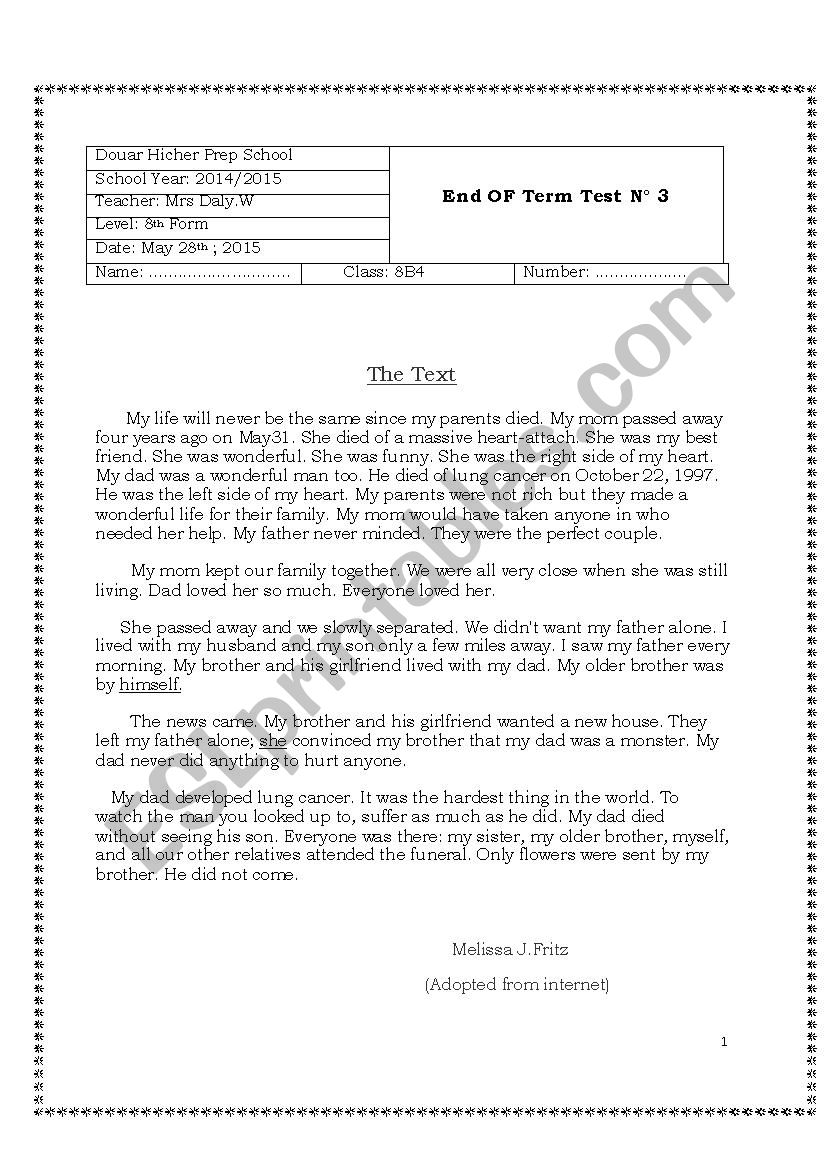 end of term test n3 worksheet