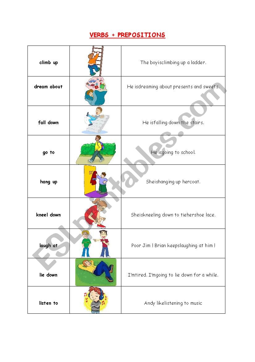 VERBS + PREPOSITIONS worksheet