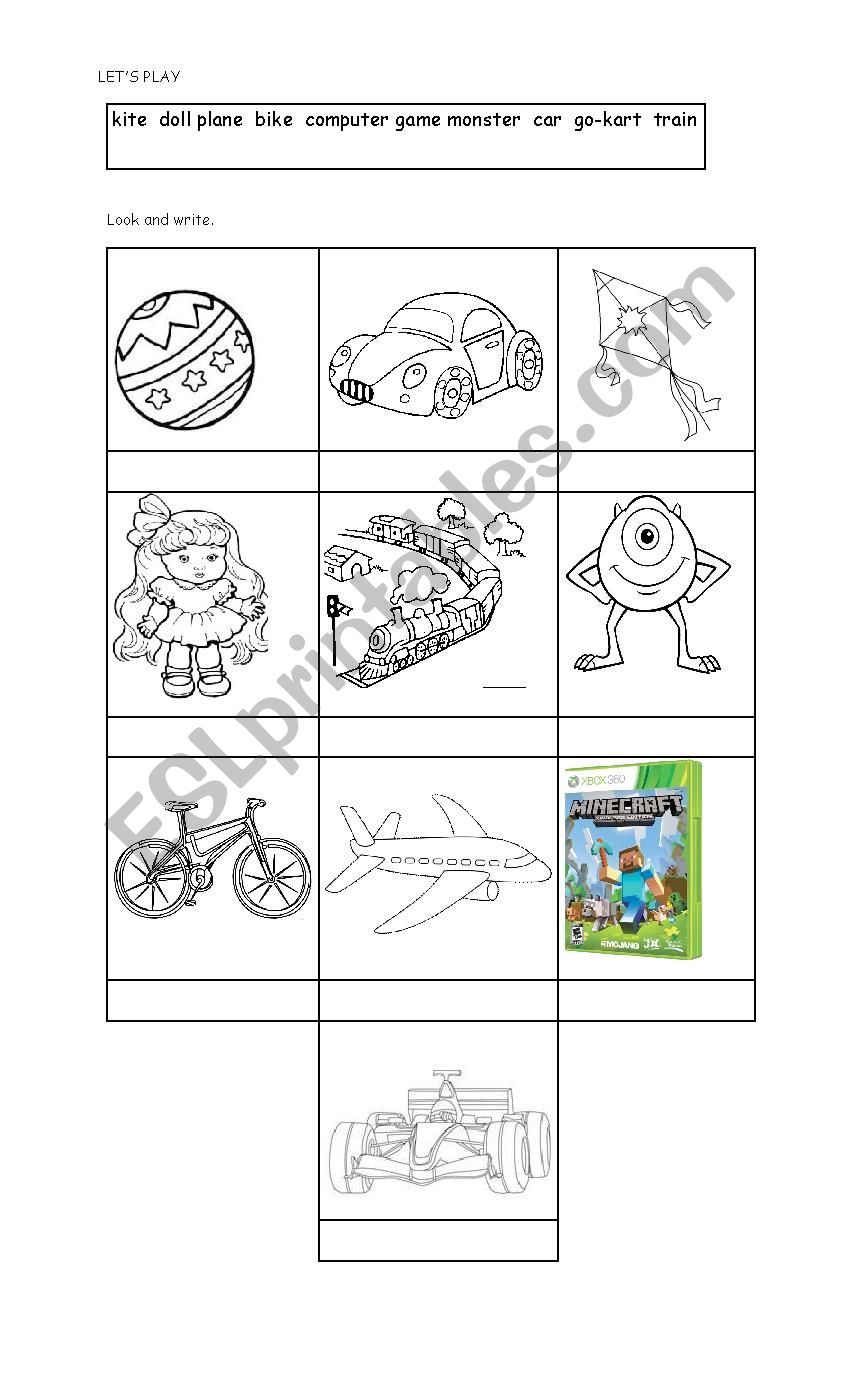 Toys worksheet