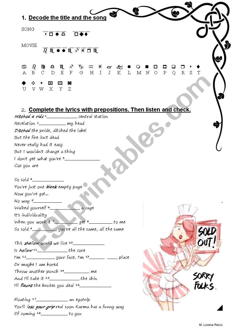 Sold out by Bellfire worksheet