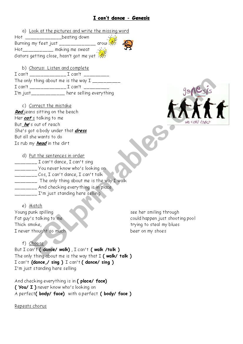 Song can worksheet