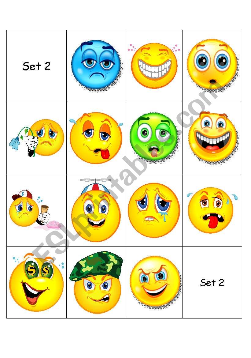 Emoticons card set 2  worksheet