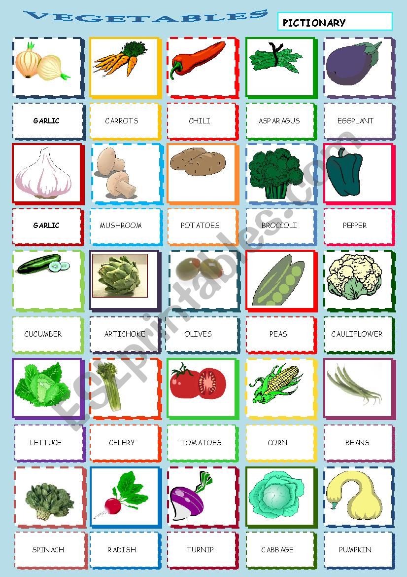 VEGETABLES PICTIONARY worksheet