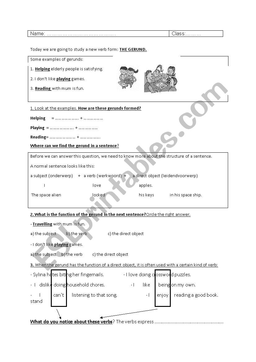 gerund worksheet