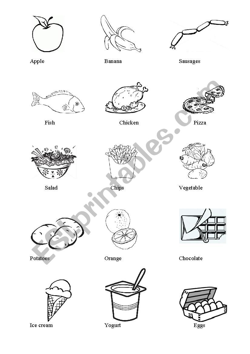 Food dictionary - listen and draw