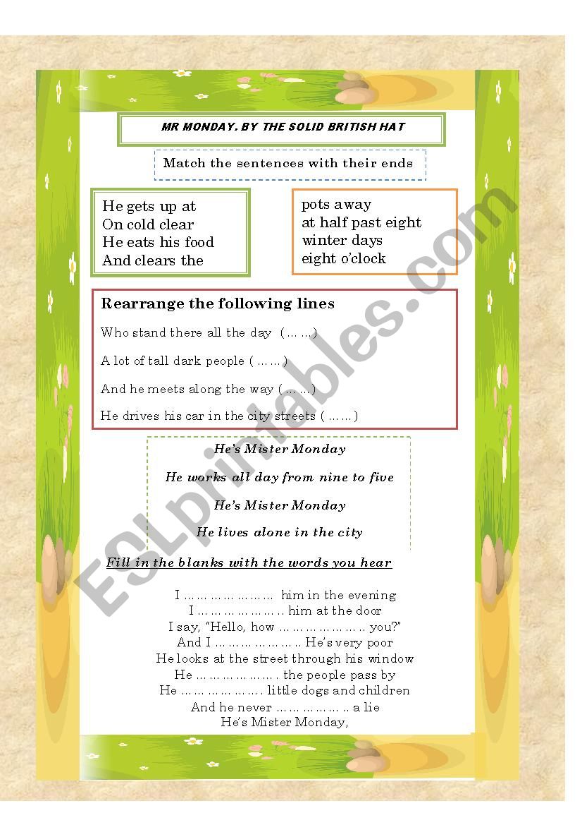  Simple present Mr monday song