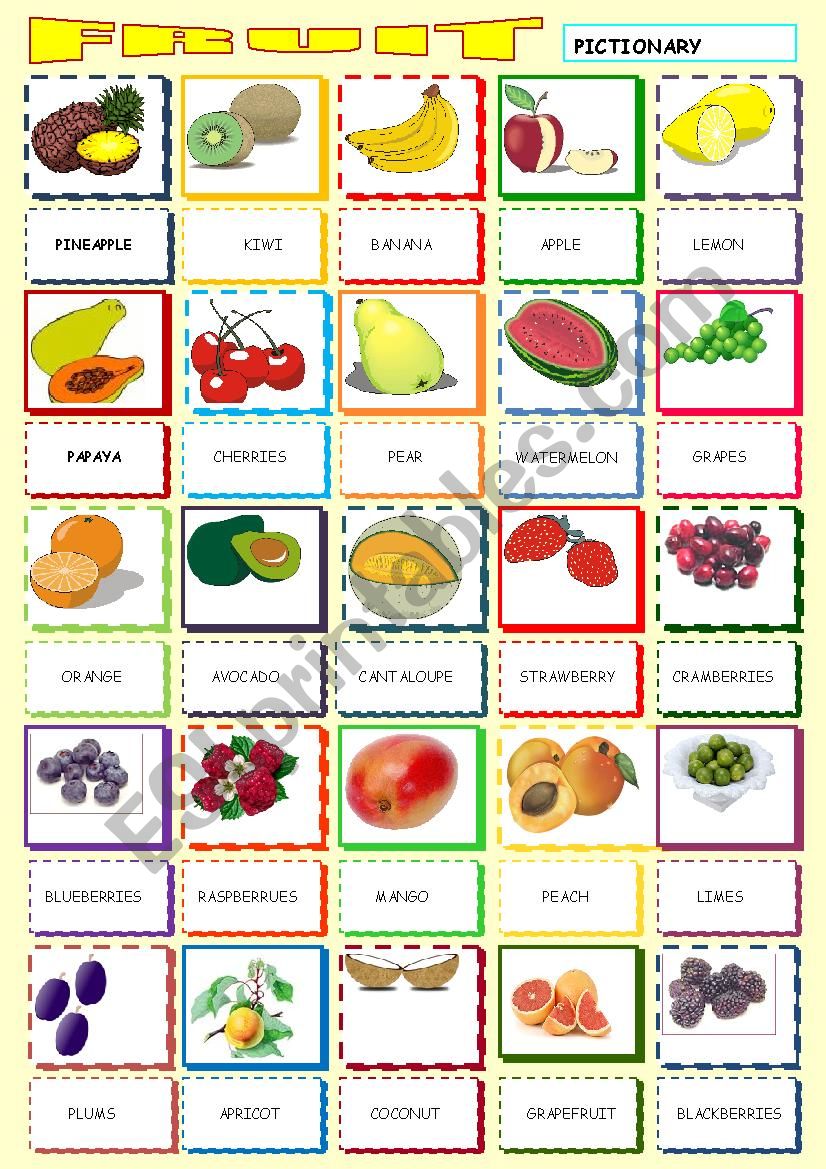 FRUIT PICTIONARY worksheet