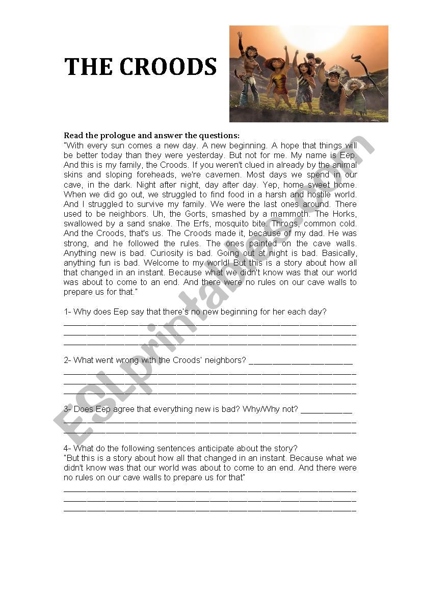 The Croods - movie activity worksheet